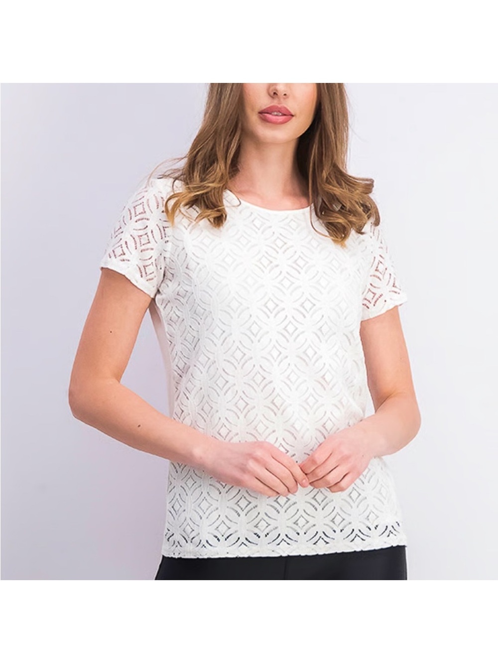 *Market & Spruce New Off White Ivory Lace Lined Short Sleeve Blouse #P